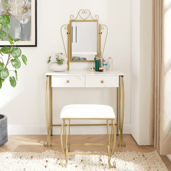 Viva Elite Modern Women's Vanity Set with Mirror & Stool - The Future of Feminine Empowerment