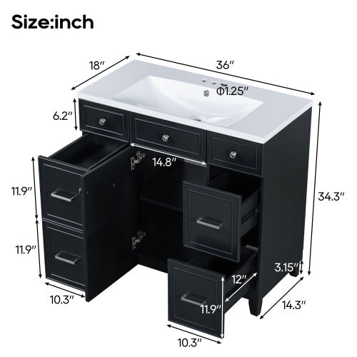 🛁 Viva Élan™ 36" Black Bathroom Vanity – The Heart of a Luxurious Bathroom