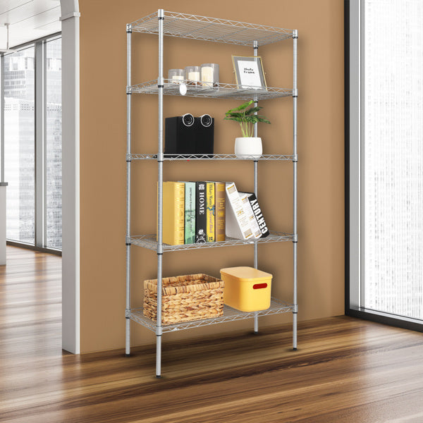 Viva Urbane Collection: Viva Urbane 5-Tier Silver Gray Metal Storage Rack