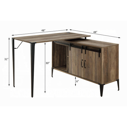 Viva Elite Rustic Oak Writing Desk with Sliding Barn Door – The Future of Farmhouse Sophistication