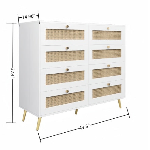 Viva Elite White Rattan 8-Drawer Chest Collection - The Future of Textural Elegance