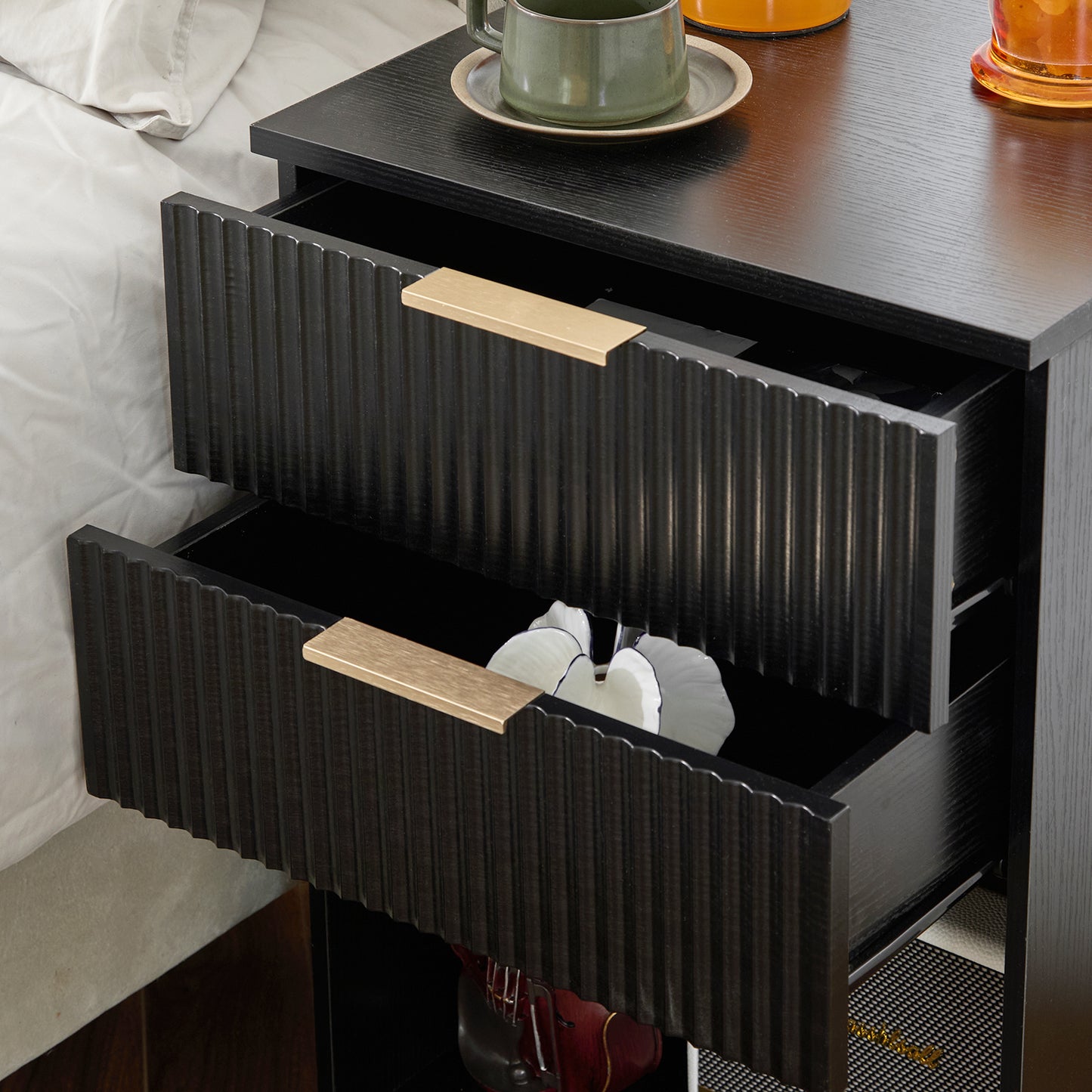 Viva Wave Noir Bedside Cabinet