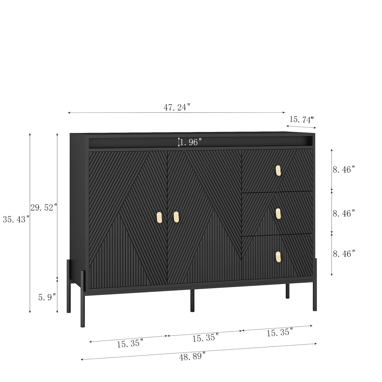 Viva Elite Fluted Sideboard Cabinet – Where Texture Meets Illumination