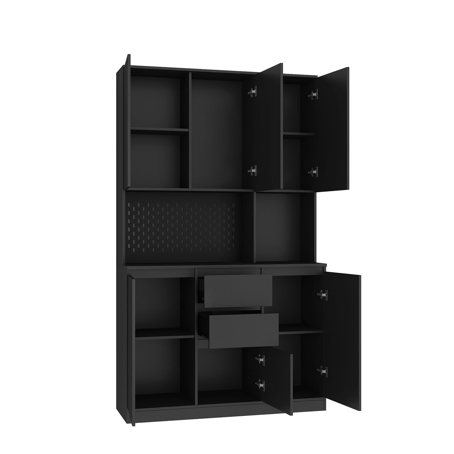 Viva Elite Noir Six-Door Pantry Cabinet – Where Dramatic Storage Meets Kitchen Sophistication