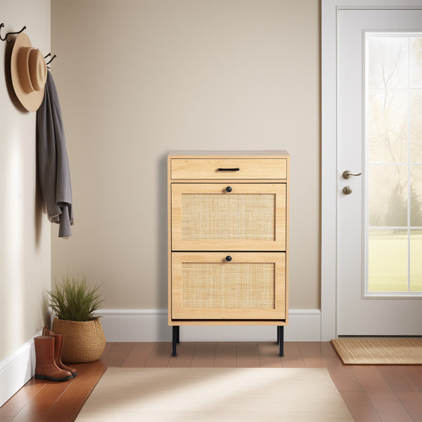 Viva Essentials – Rattan Shoe Cabinet with Drawstring & Dual Compartments