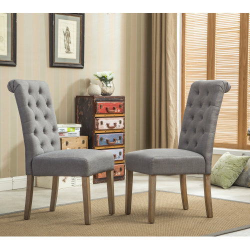 Viva Vanity Habit Solid Wood Tufted Parsons Dining Chair (Set of 2)