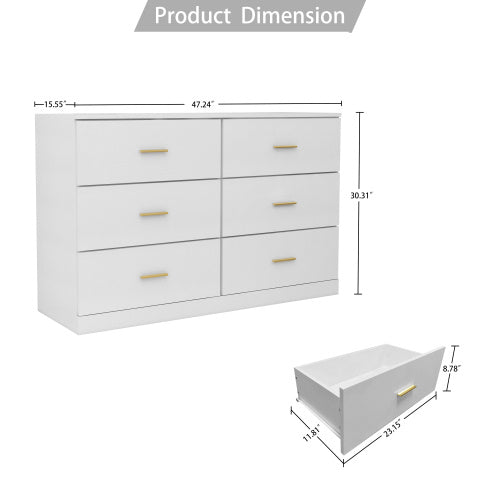 Viva Elite Modern White 6-Drawer Vanity Console - The Future of Minimalist Sophistication