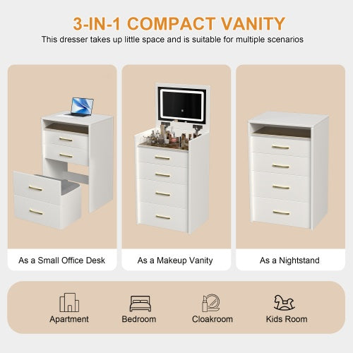 💄 3-in-1 Vanity Desk with Open-Top Mirror – Elegant & Space-Saving Makeup Vanity Set