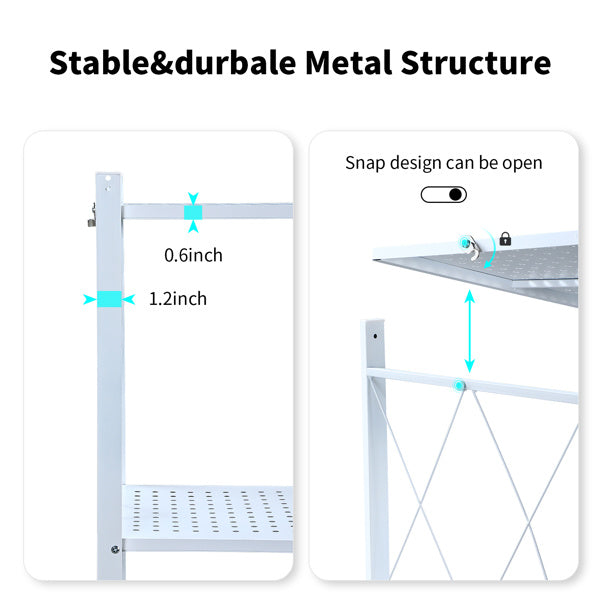 Viva Essentials Collection: 5-Layer White Foldable Metal Storage Rack