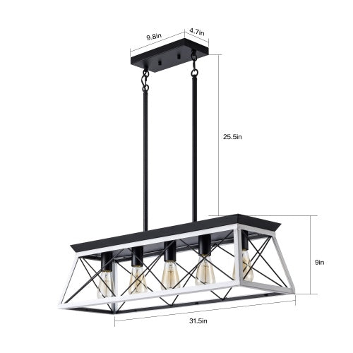 5-Light Farmhouse Chandelier – Elegant Rustic Dining Room Lighting