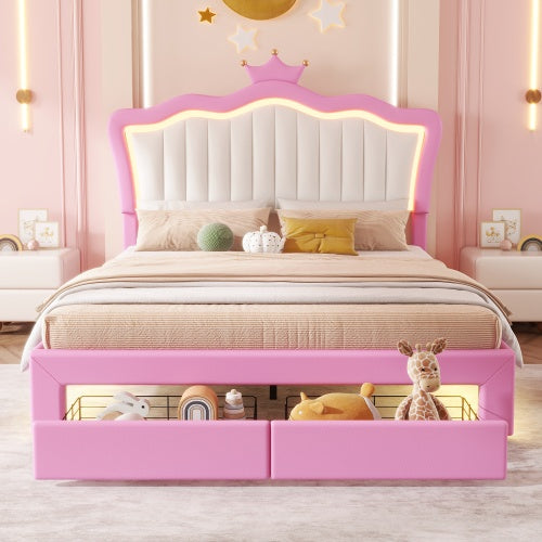 Viva Astrid Full-Size Upholstered Bed Frame with LED & Storage
