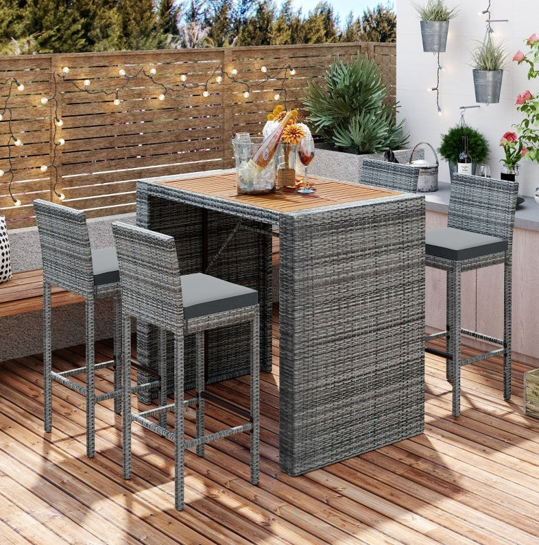 Viva Outdoor Collection: 5-Piece Wicker Patio Bar Set