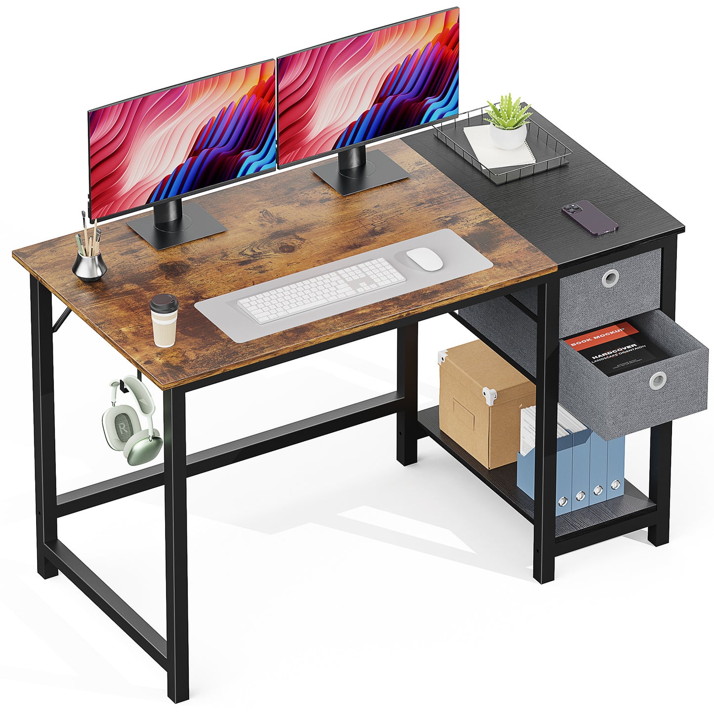 Viva Smart Living Collection: Walnut Computer Desk with Storage Drawer