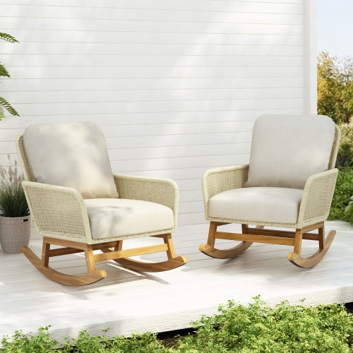 Viva Solace Ivory Wicker Rocking Chair