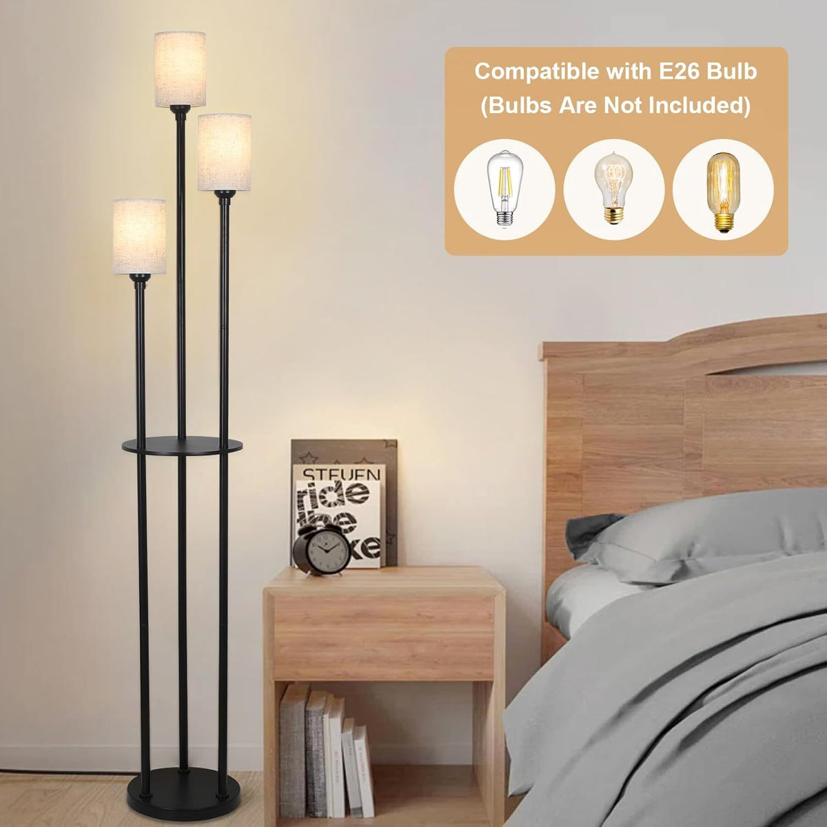 vertical shelf floor lamp for a small living room