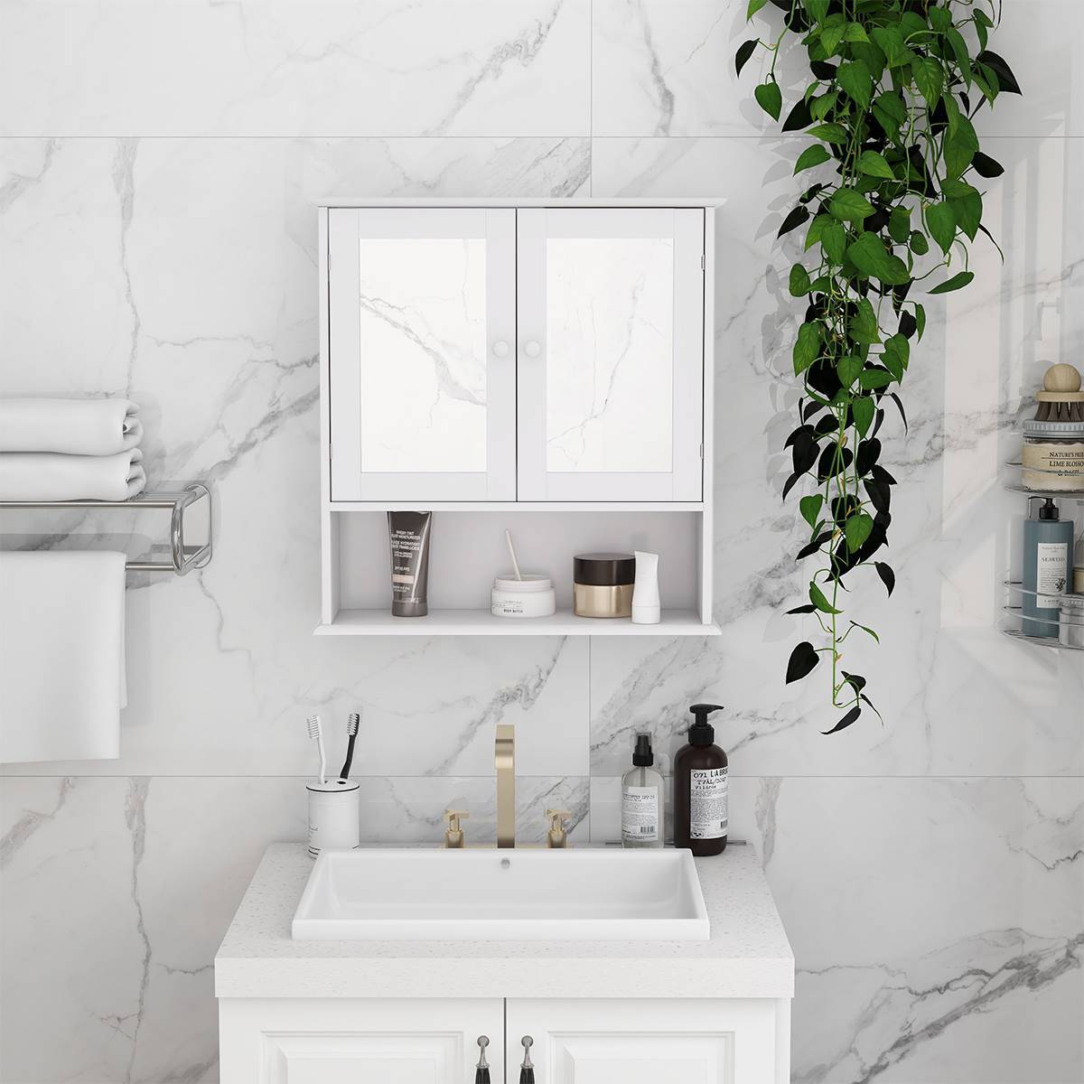 Éclat Double-Mirror Bathroom Wall Cabinet