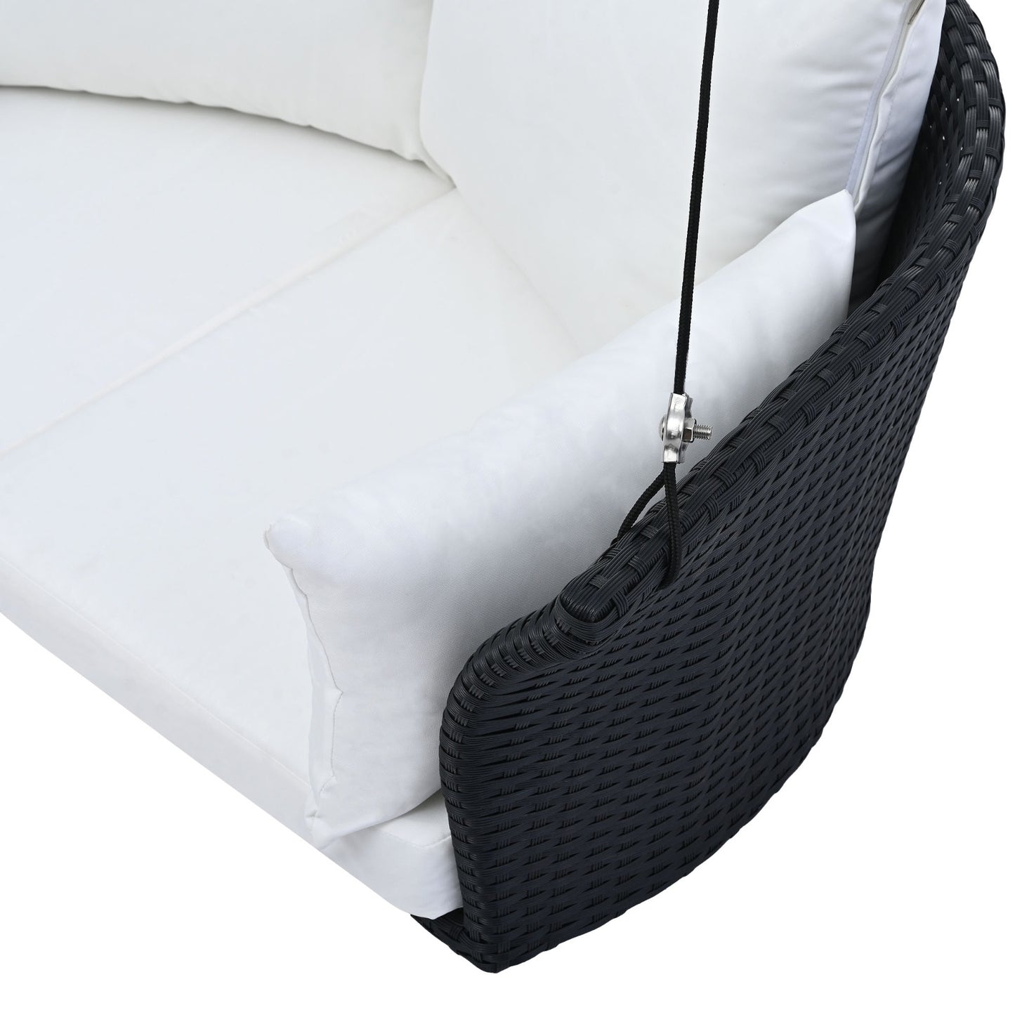 Luxury 2-Person Hanging Swing Chair – Elegant Rattan Wicker Porch Swing for Your Outdoor Oasis