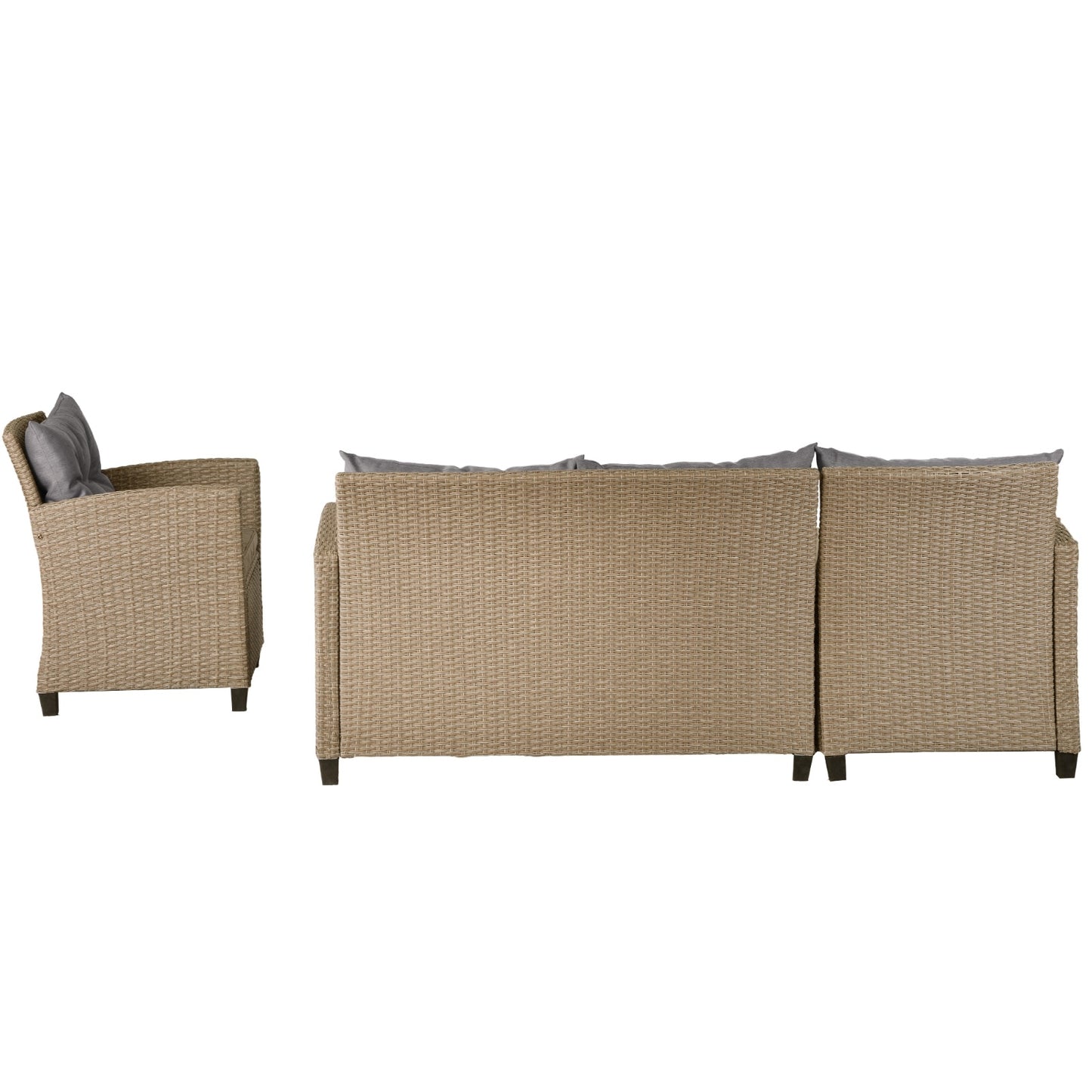 U STYLE Patio Furniture Sets 4PC Wicker Rattan Sofa Conversation Set
