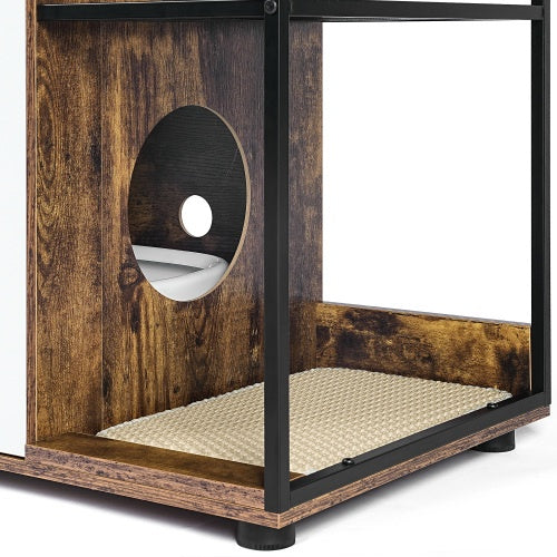 Viva Atelier Haven Rustic Brown Dual-Cat Litter Box Enclosure