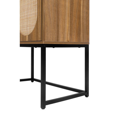 Natural Rattan Cabinet with Built-in Adjustable Shelves – Timeless Elegance for Your Home