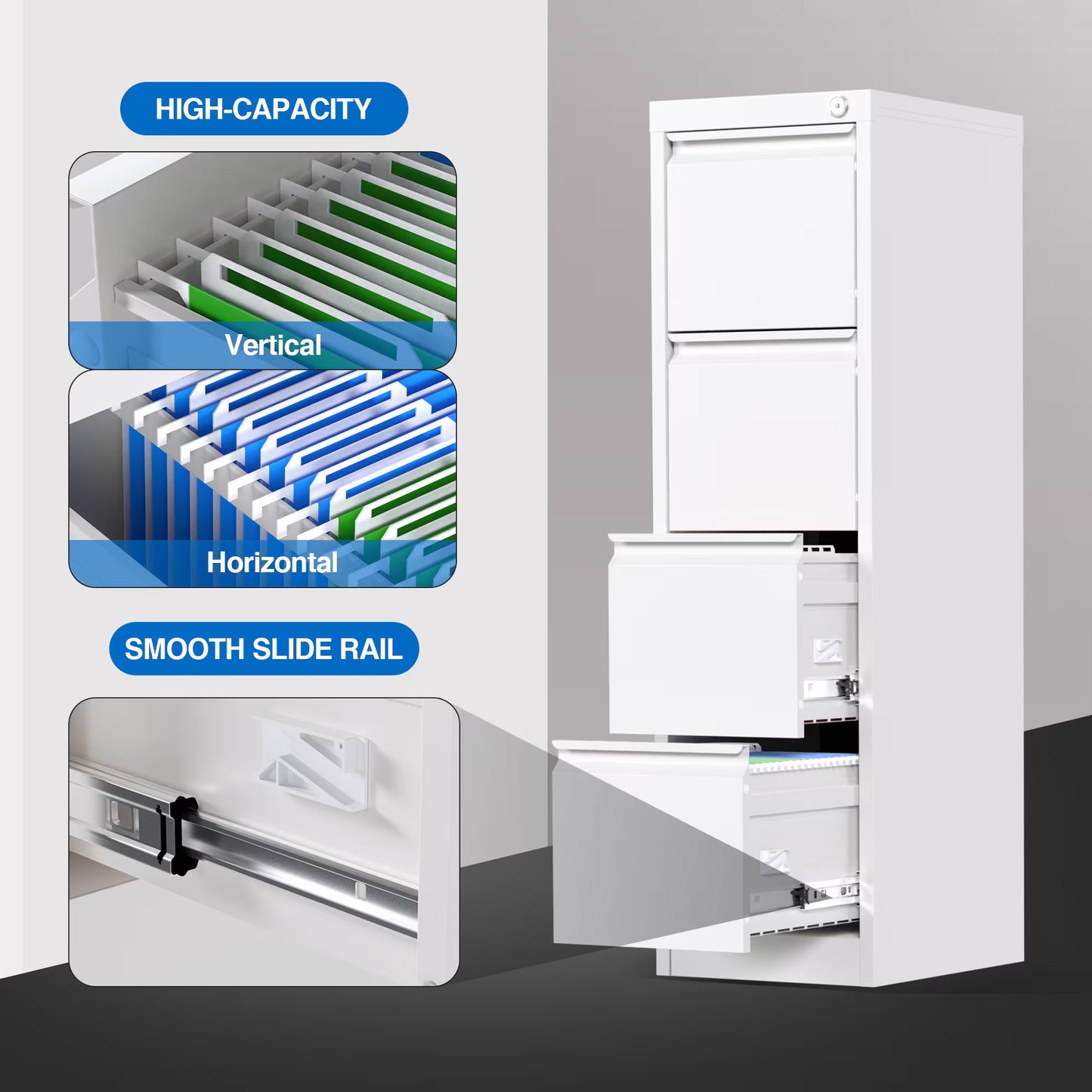 Viva Atelier Meridian Steel 4-Drawer Vertical File Cabinet