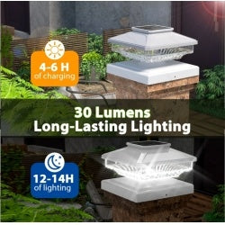 6-Pack Outdoor Solar Post Cap Lights – Cold White | Waterproof & Stylish Garden Decor