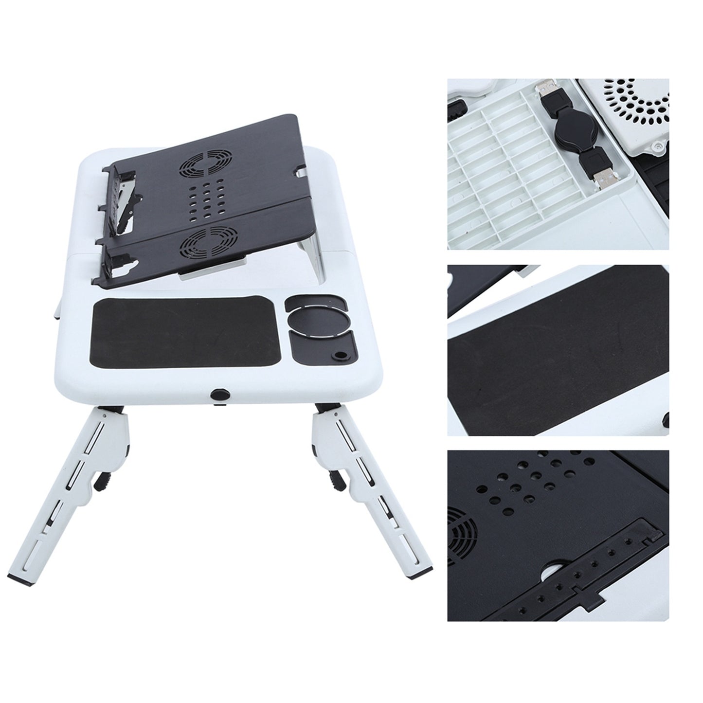 Portable Laptop Desk with Cooling Fan | Foldable & Adjustable Workstation