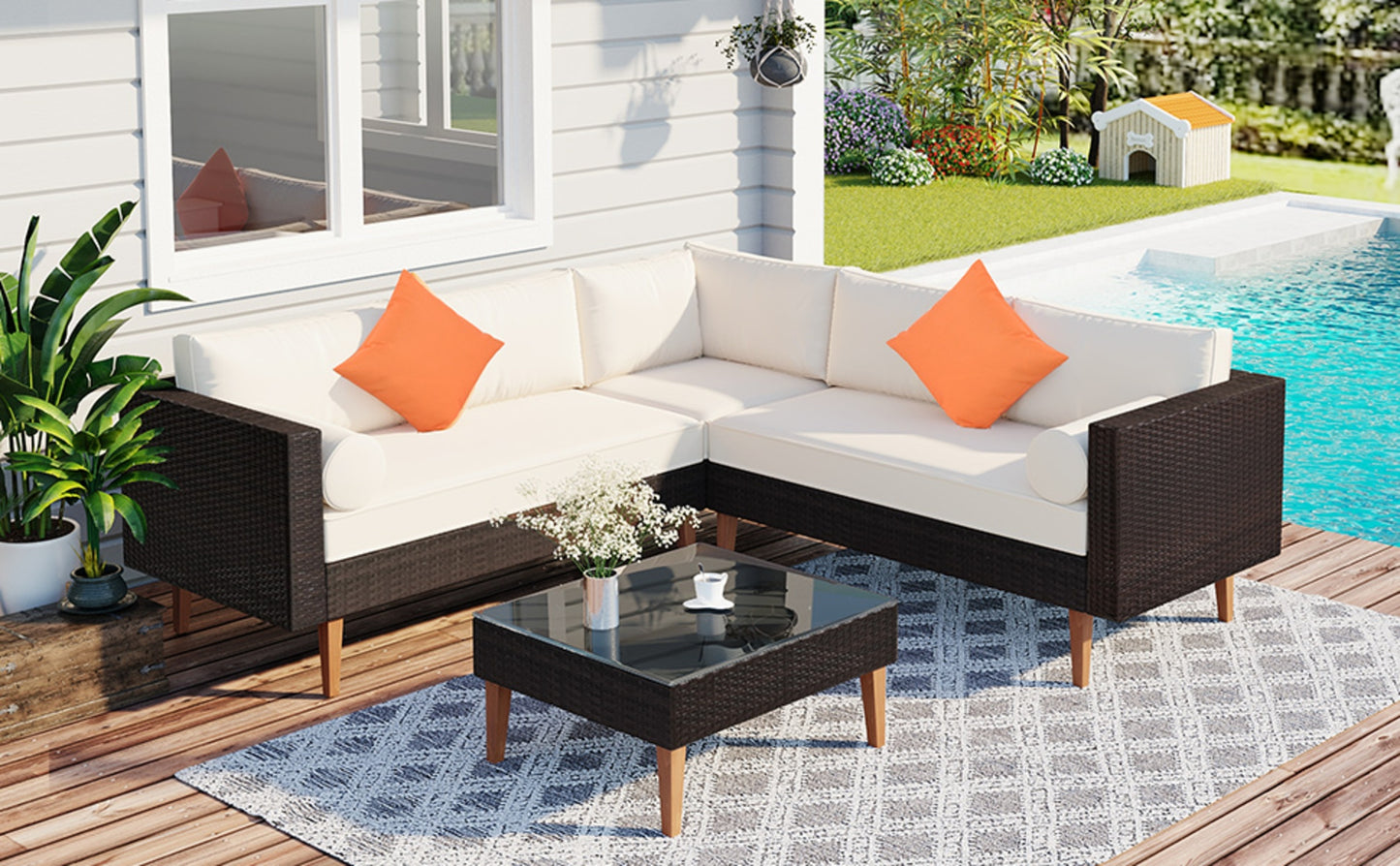 🏡 Viva Solstice™ 4-Piece Outdoor Wicker Sofa Set – Where Modern Comfort Meets Outdoor Elegance