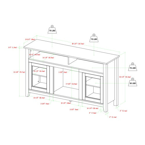 Viva Hearth Collection: Classic Glass Door Fireplace TV Stand
