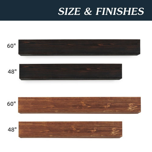 Rustic Wood Floating Mantelpiece - Wall-Mounted Shelf for Elegant Home Decor