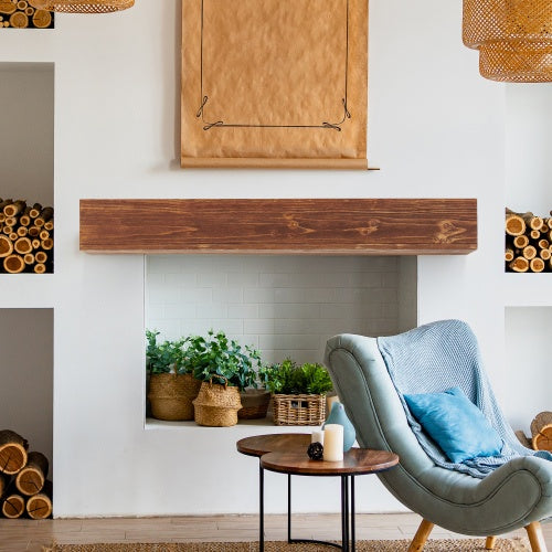Luxury Country Wood Floating Shelf – Wall-Mounted Mantelpiece for Elegant Home Decor