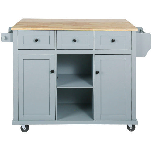 Viva Atelier Meridian Flex Rubberwood Kitchen Trolley with Folding Leaf Countertops
