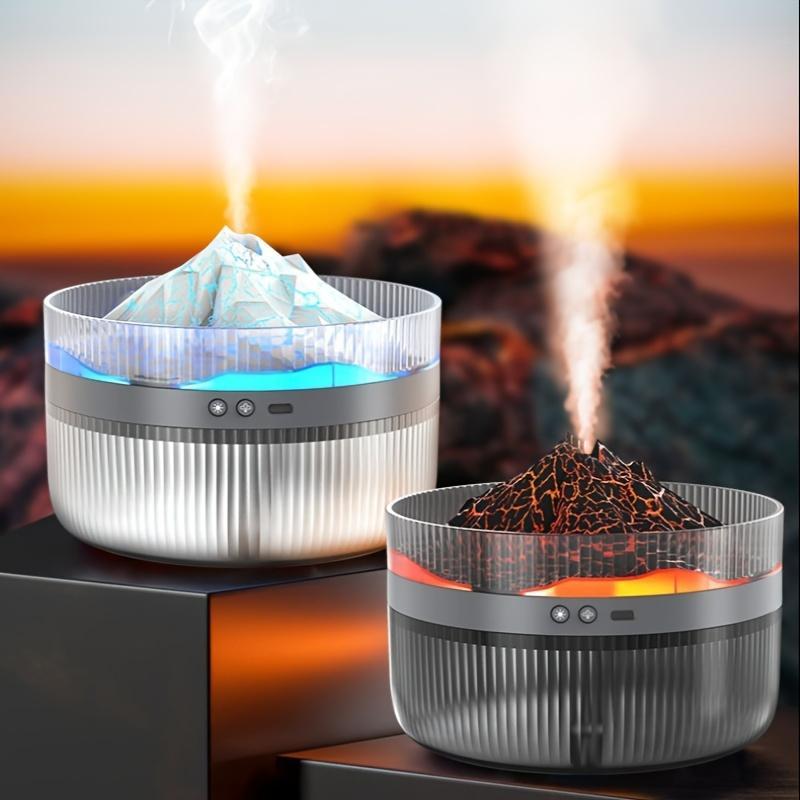 2-Color LED Volcano Flame Light Humidifier – 2L Large Capacity Aromatherapy Diffuser