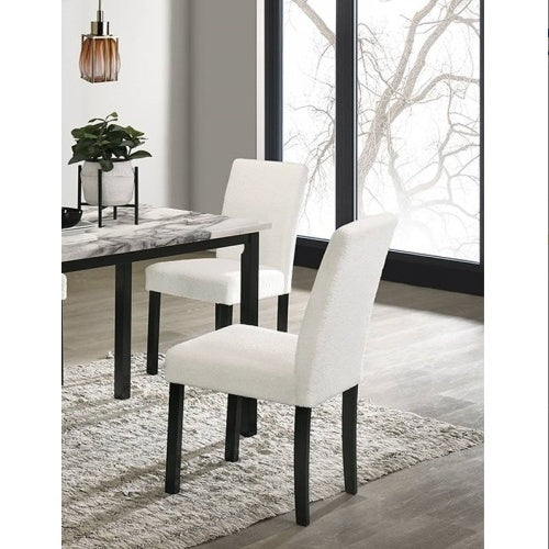 Viva Aria White Wool Fabric Dining Ensemble