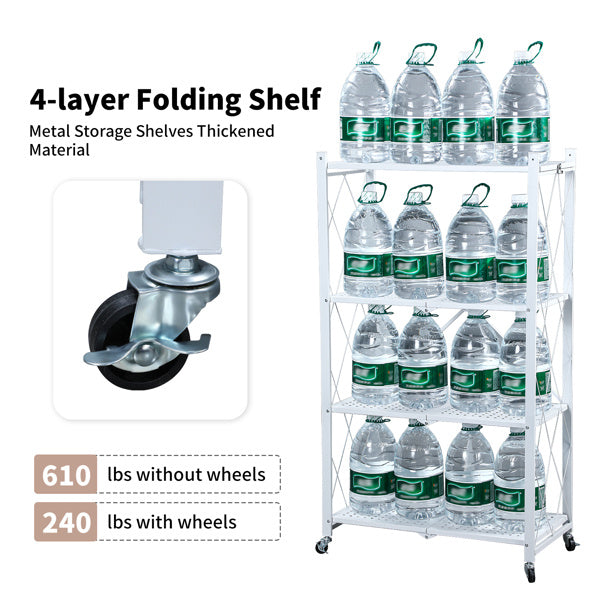 Viva Essentials Collection: 5-Layer White Foldable Metal Storage Rack