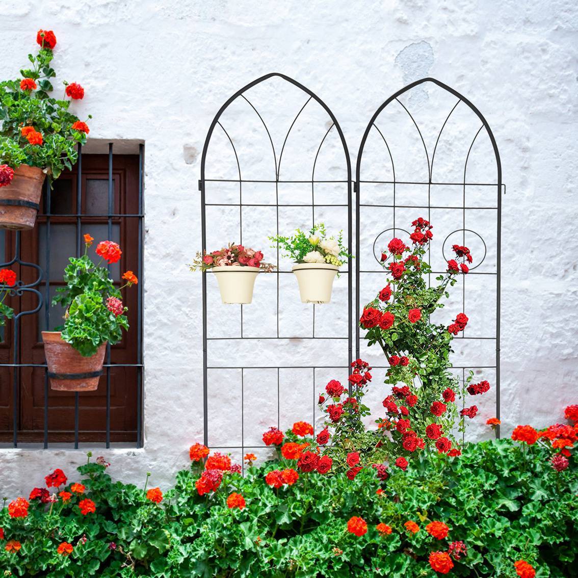 4 Pack Metal Garden Trellis Rustproof Trellis For Climbing Plants Outdoor Flower