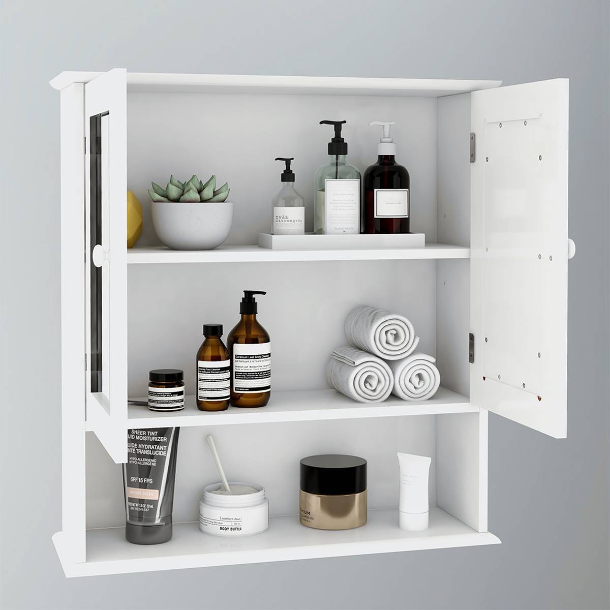 Éclat Double-Mirror Bathroom Wall Cabinet