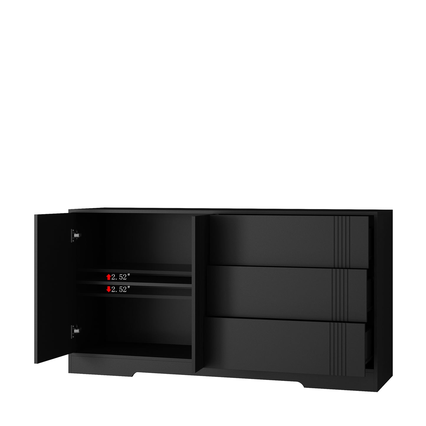 Sideboard Buffet Cabinet With Storage, Modern Kitchen Buffet Storage Cabinet With Drawer And Doors, Large Coffee Bar With Adjustable Shelves For Kitchen
