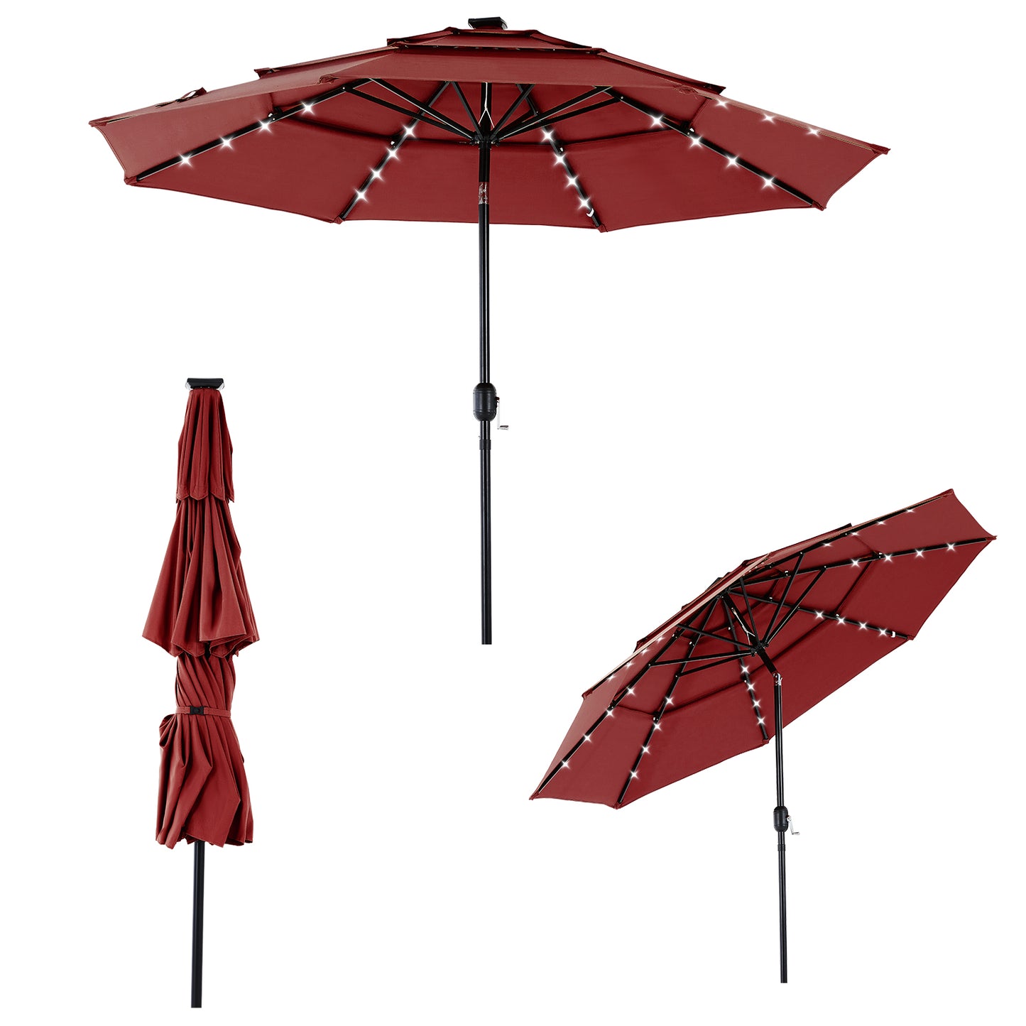 10-foot solar patio umbrella alternate image