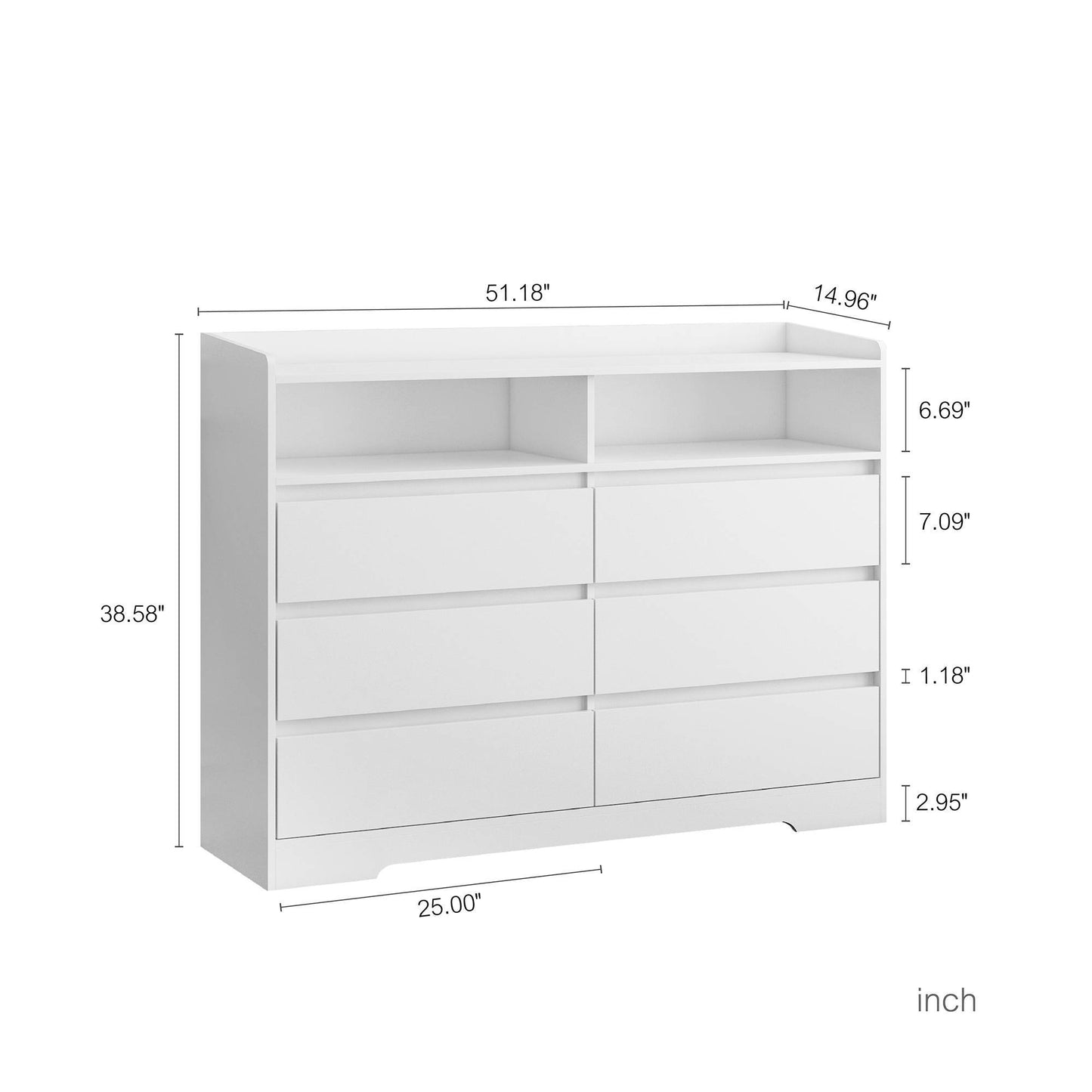 Modern 6-Drawer Dresser with LED Lights – Stylish & Spacious Storage Solution