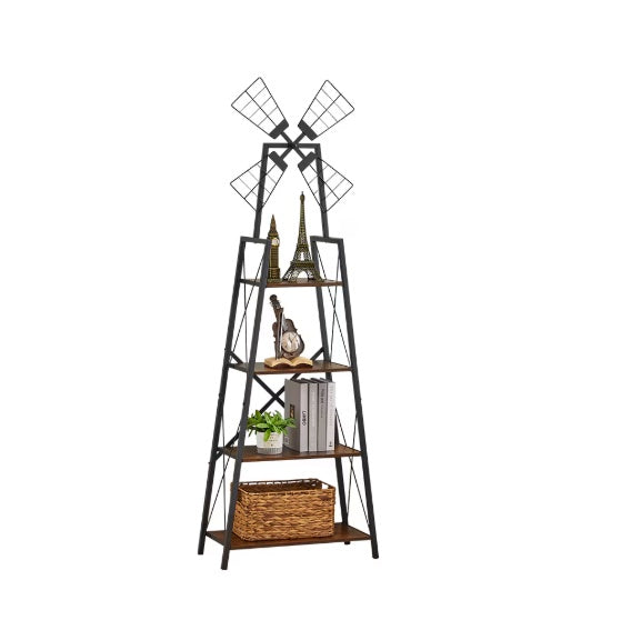 4-Tier Industrial Bookshelf with Metal Frame – Modern Bookcase & Display Shelf for Living Room & Home Office