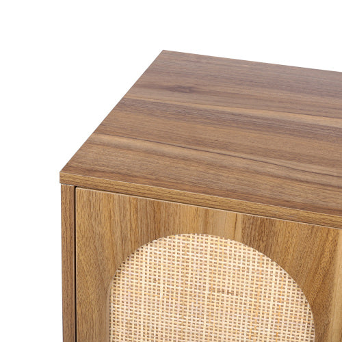 Natural Rattan Cabinet with Built-in Adjustable Shelves – Timeless Elegance for Your Home