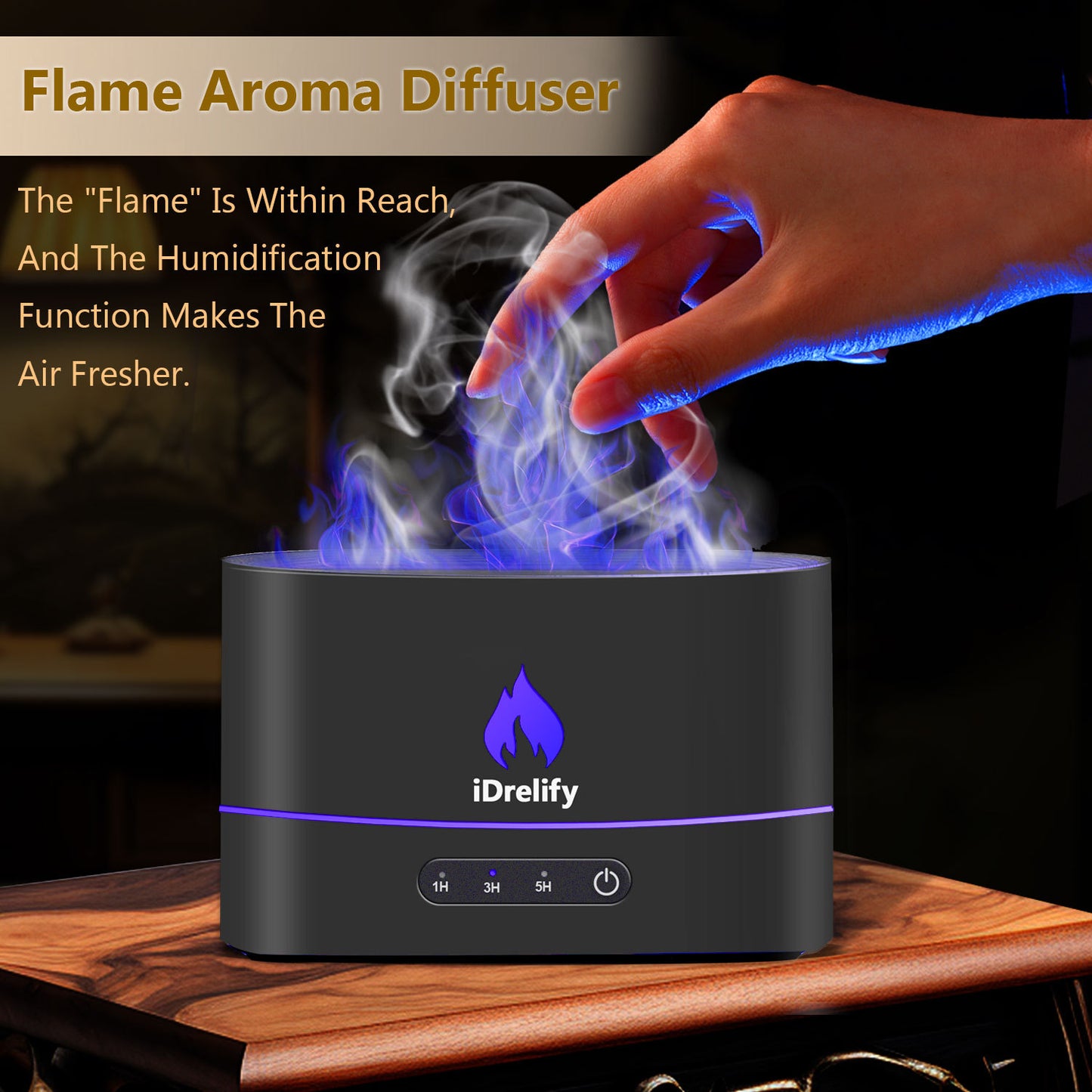Flame Aroma Diffuser | Stylish Essential Oil Diffuser for Home & Office | Relaxing Aromatherapy & LED Flame Effect