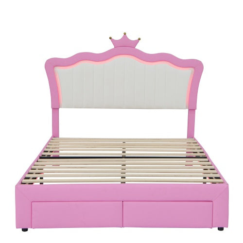 Viva Astrid Full-Size Upholstered Bed Frame with LED & Storage