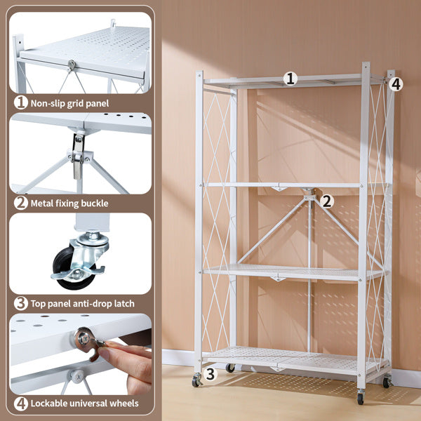 Viva Essentials Collection: 5-Layer White Foldable Metal Storage Rack