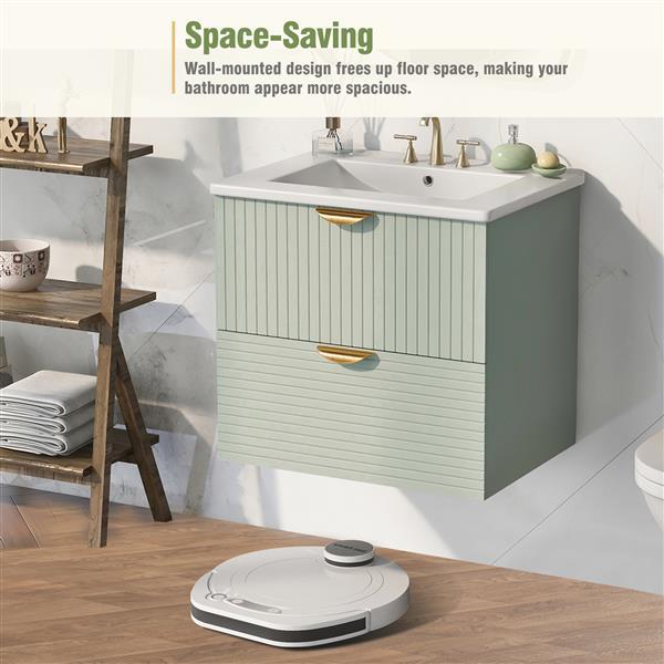🚿 Modern 24-Inch Wall Mounted Bathroom Vanity – Sleek & Space-Saving Design