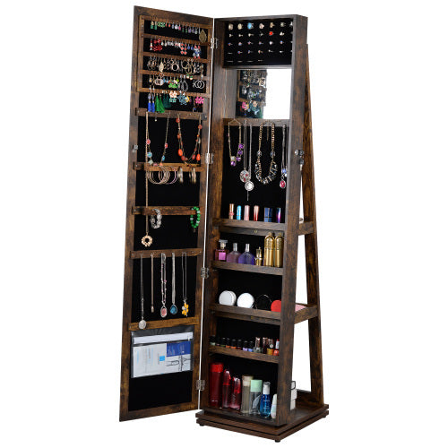 360ยฐ Rotating Full-Length Mirror Jewelry Cabinet โ Smart Storage for Your Precious Collection