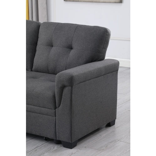 Viva Elite Slate Dark Gray Linen Sleeper Sectional Sofa - The Future of Versatile Luxury
