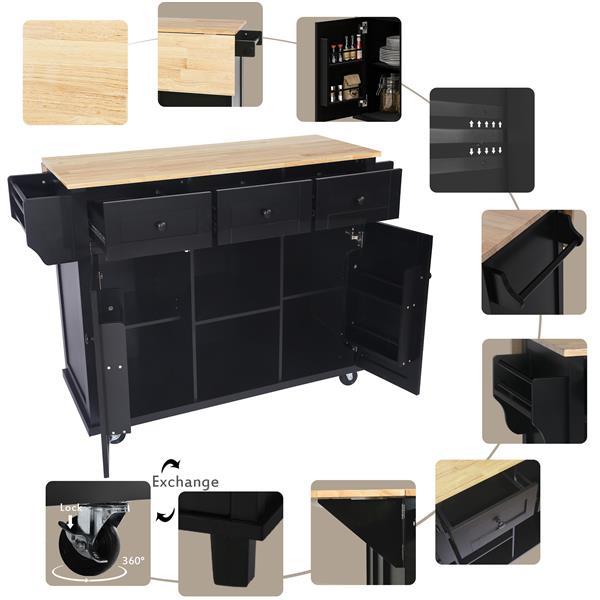 Viva Atelier Marais Flip-Top Rubberwood Kitchen Cart
