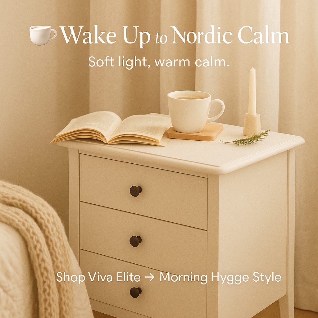 Viva Elite Classic White Nightstand - Scandinavian Minimalist Design